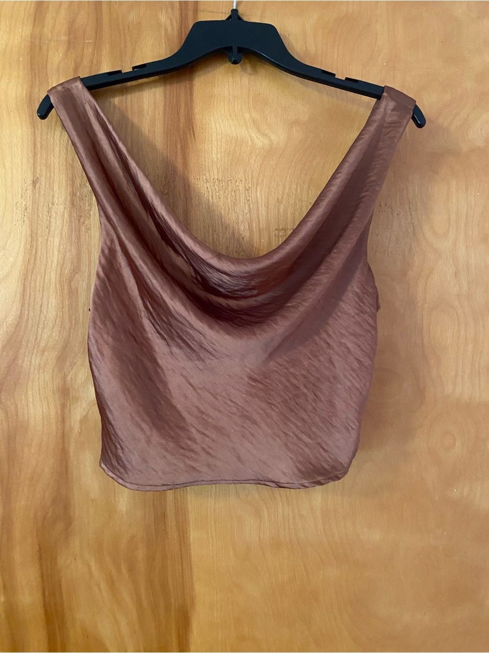 Zara Satin Cowl Neck Camisole - Copper Brown - Picture 4 of 6